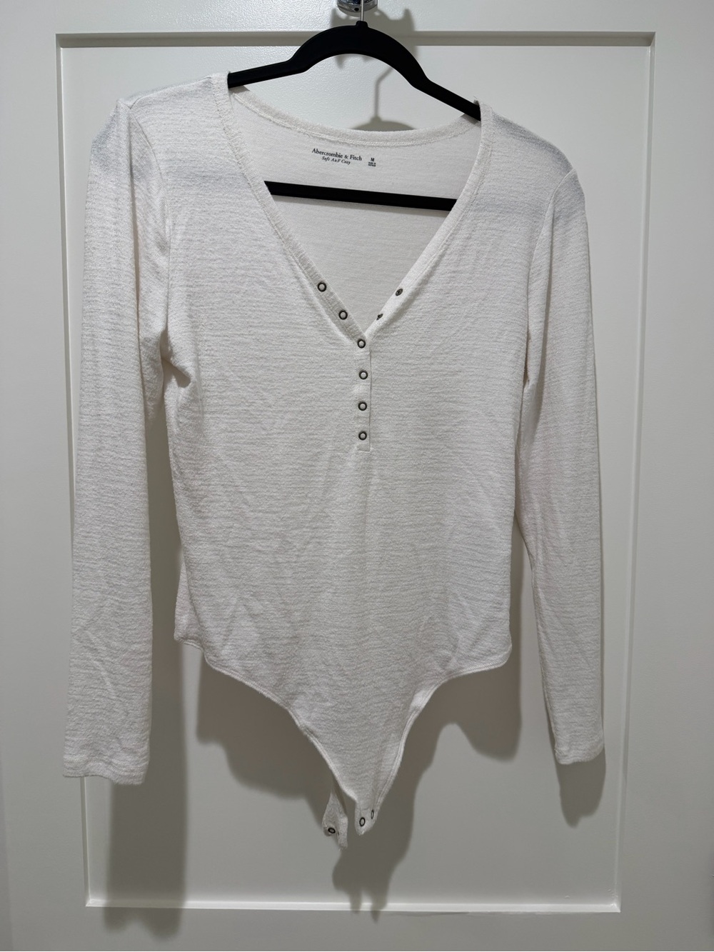 Abercrombie & Fitch Off-White Long-Sleeve Henley Bodysuit